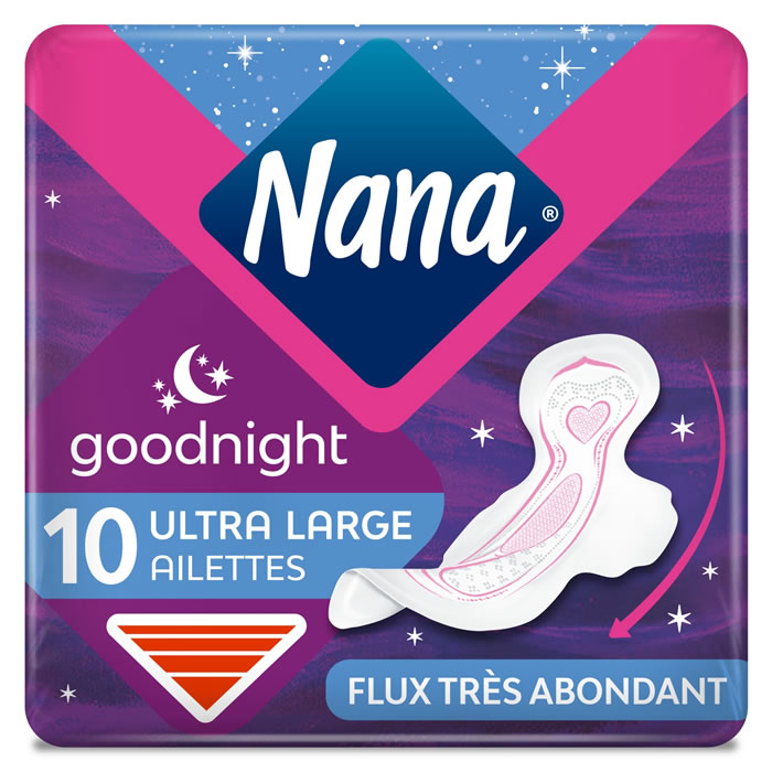 NANA GoodNight Serviettes hygiéniques avec ailettes ultra large