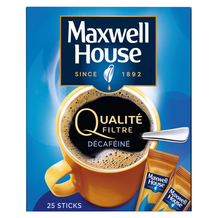 MAXWELL HOUSE Qualité Filtre Sticks de café soluble décaféiné
