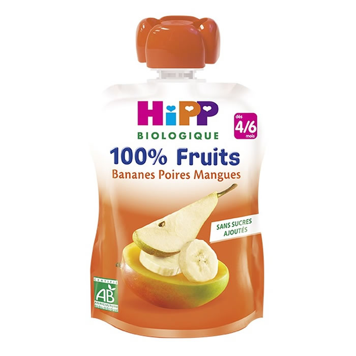 HIPP 100% Fruits Dessert banane, poire et mangue bio dès 4 mois