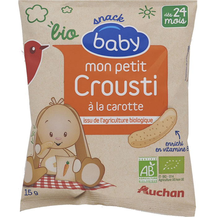 AUCHAN Baby Snack à la carotte bio dès 24 mois
