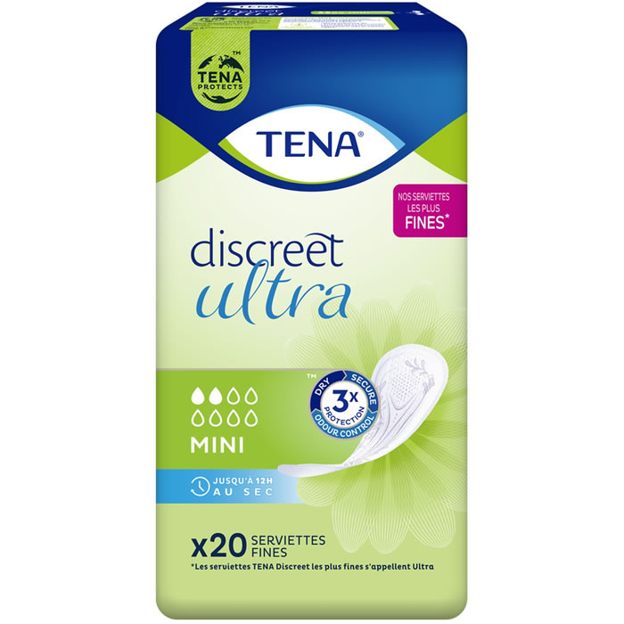 TENA Discreet Serviettes hygiéniques sans ailettes fuites urinaires mini