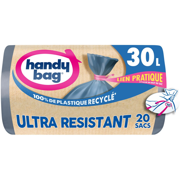 HANDY BAG Ultra Résistant Sacs poubelle à liens pratiques 30L