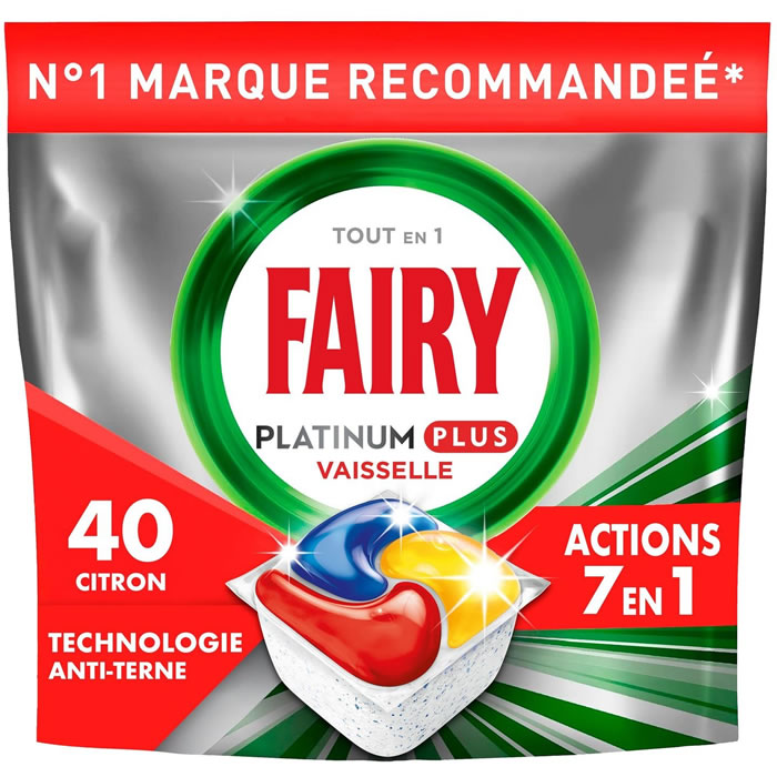 FAIRY Platinum Plus Capsules lave-vaisselle tout en 1 citron