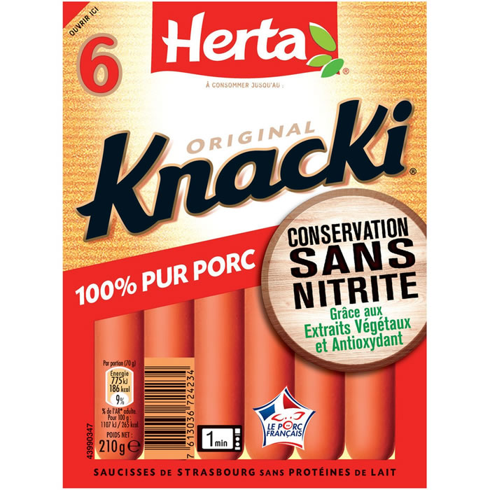 HERTA Knacki Saucisses de Strasbourg sans nitrites