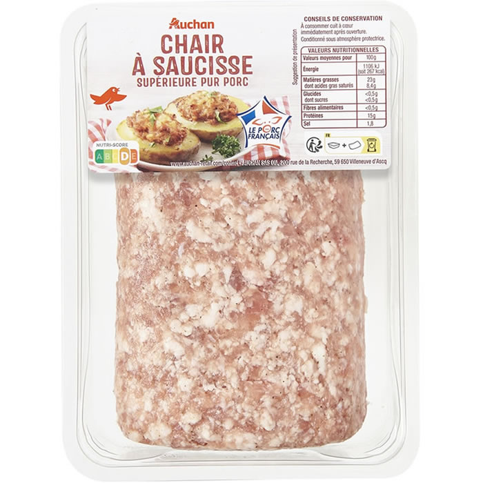 AUCHAN Chair à saucisse pur porc