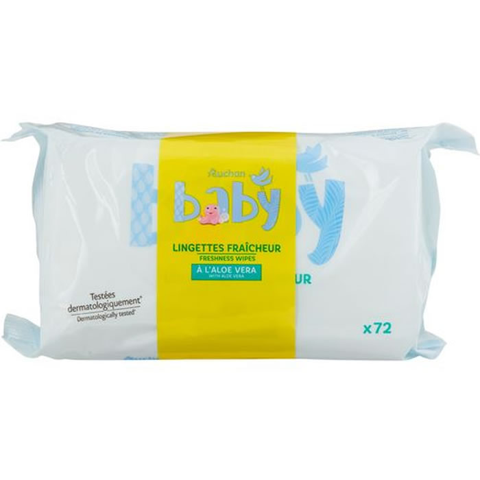 AUCHAN Baby Lingettes nettoyantes à l'aloe vera