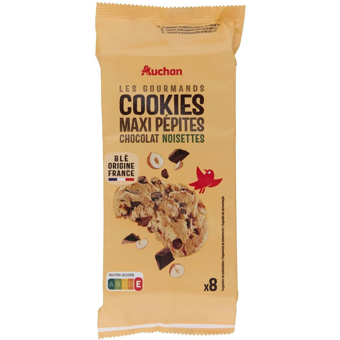 AUCHAN Les Gourmands Cookies aux pépites de chocolat noisette