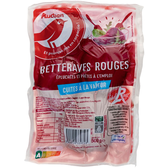 AUCHAN Betteraves rouges cuites label rouge
