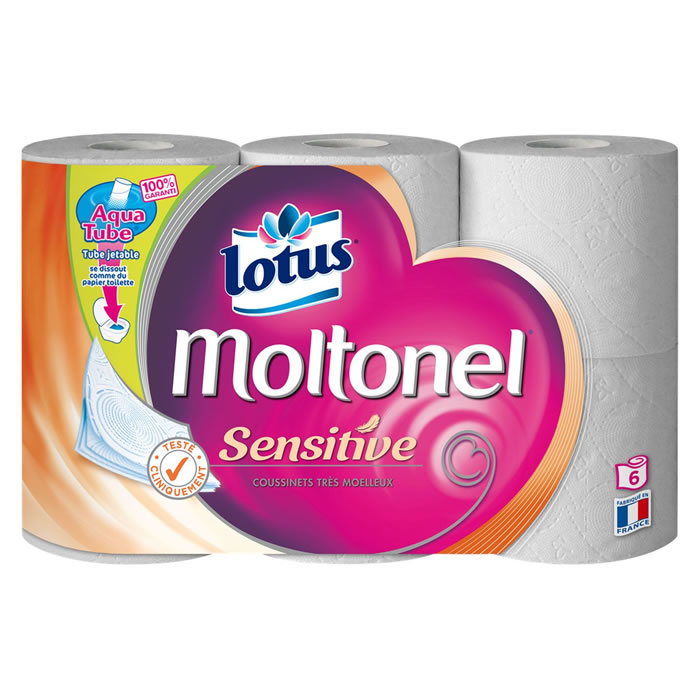LOTUS Moltonel Sensitive Papier toilette blanc aquatube 4 épaisseurs