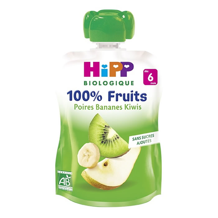 HIPP 100% Fruits Dessert poires, banane et kiwi bio dès 6 mois
