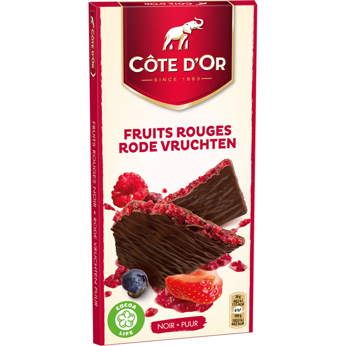 CÔTE D'OR Tablette de chocolat noir aux fruits rouges