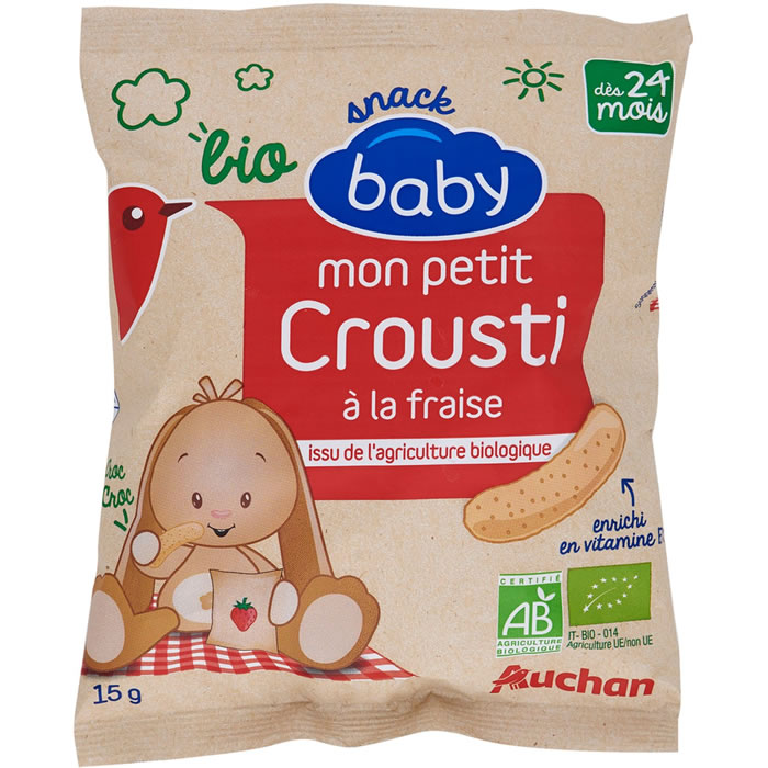 AUCHAN Baby Snack à la fraise bio dès 24 mois
