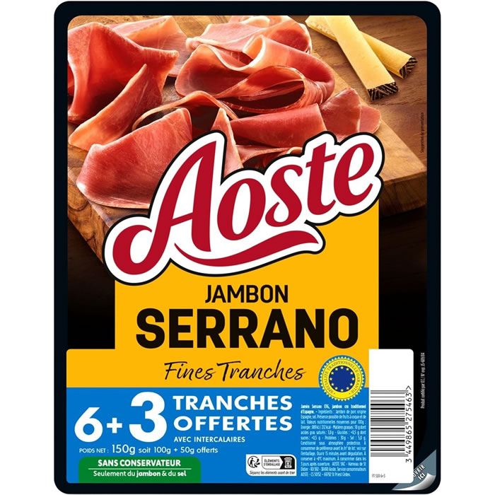 AOSTE Les Fines et Fondantes Jambon Serrano en tranche STG