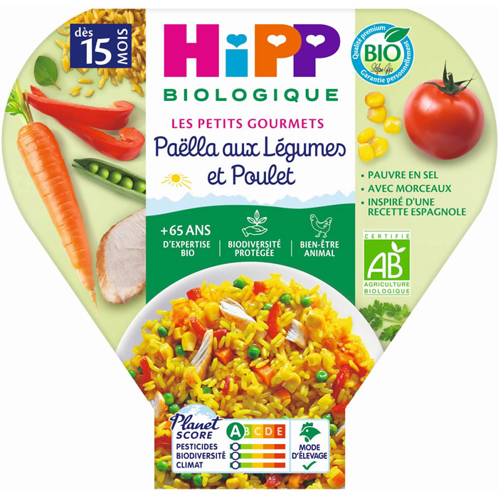 HIPP Les Petits Gourmets Paëlla aux légumes et poulet dès 15 mois bio