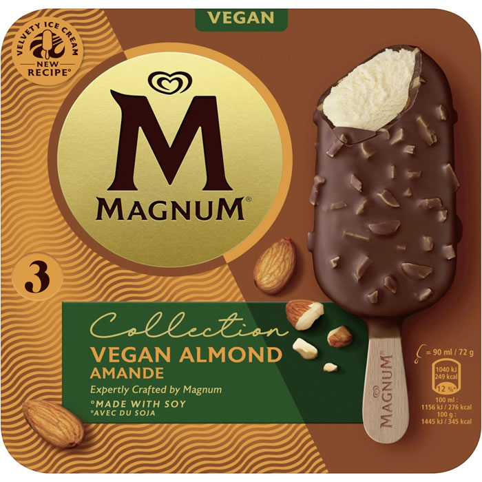 MAGNUM Bâtonnets glacés vanille, chocolat au lait et amandes