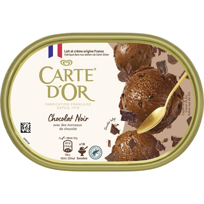 CARTE D'OR Crème glacée au chocolat noir avec morceaux