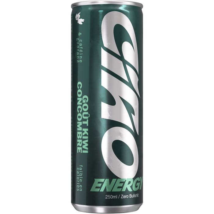 CIAO Energy Boisson énergisante gazeuse au kiwi et concombre