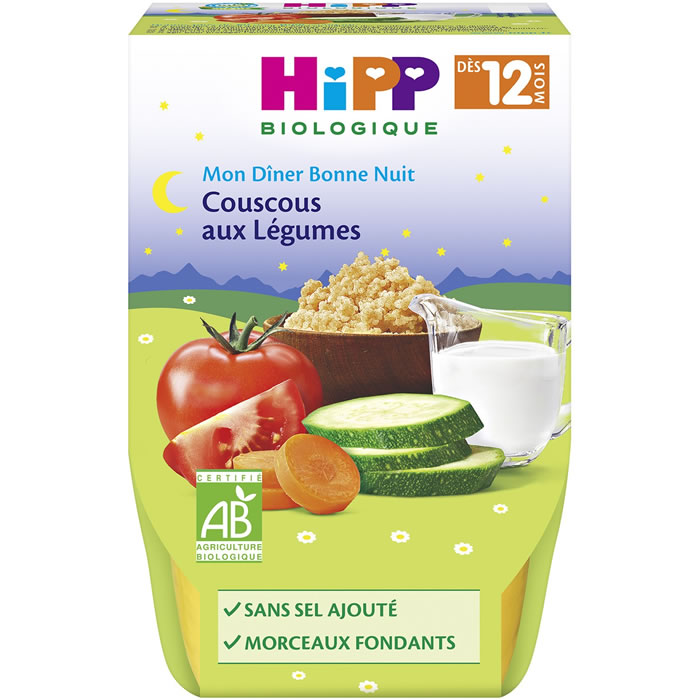 HIPP Bonne Nuit Couscous aux légumes bio des 12 mois