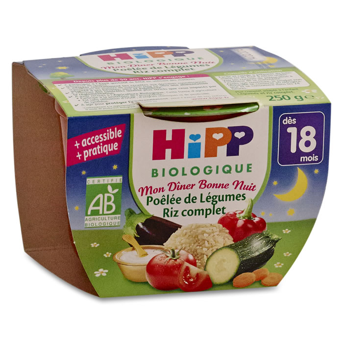 HIPP Bonne Nuit Poêlée de légumes riz complet bio dès 18 mois