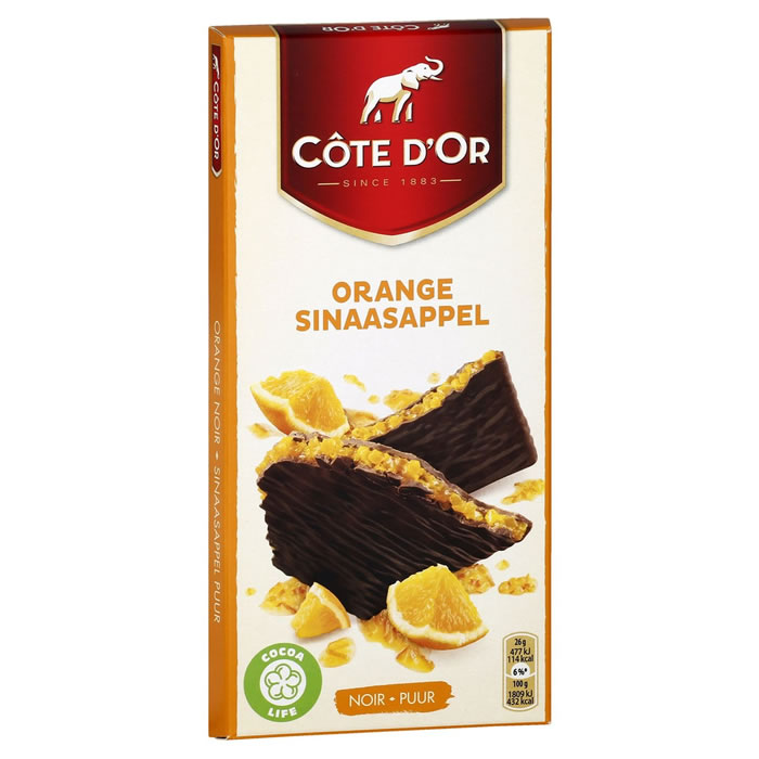 CÔTE D'OR Tablette de chocolat noir à l'orange