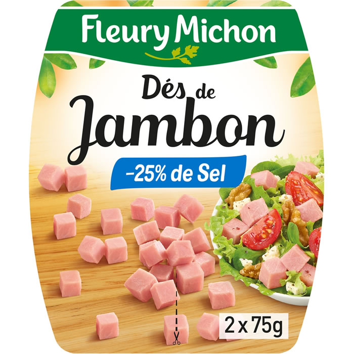 FLEURY MICHON Dés de jambon cuit -25% de sel