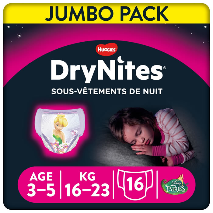 HUGGIES DryNites Couches-culottes absorbantes fille (16-23 kg)