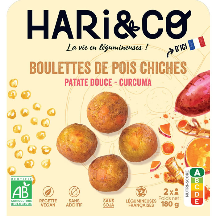 HARI & CO Boulettes de pois chiches patate douce et curcuma bio