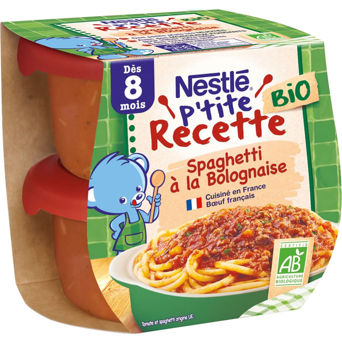 NESTLE P'tite Recette Spaghetti à la bolognaise bio dès 8 mois