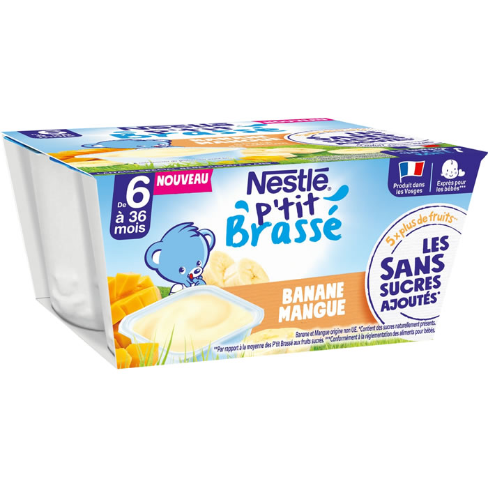 NESTLE P'tit Brassé Dessert à la banane et mangue dès 6 mois