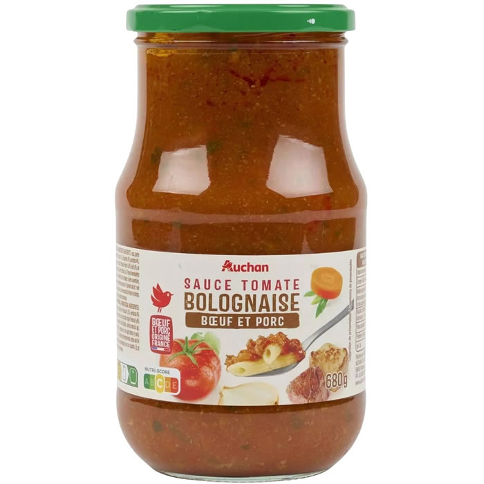 AUCHAN Sauce tomate à la bolognaise boeuf et porc