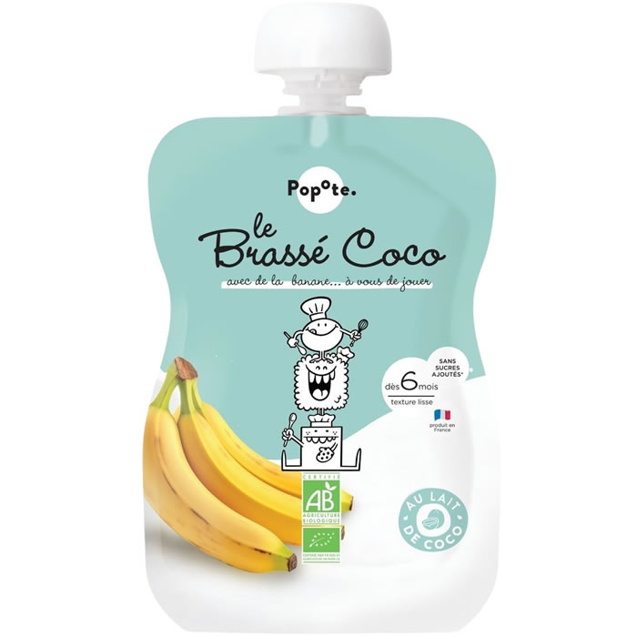 POPOTE Dessert végétal brassé lait de coco et banane dès 6 mois bio