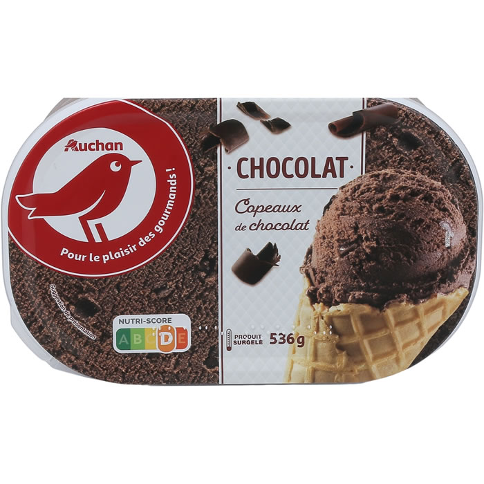AUCHAN Crème glacée au chocolat et copeau de chocolat noir