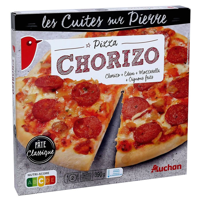AUCHAN Les Cuites sur Pierre Pizza au chorizo