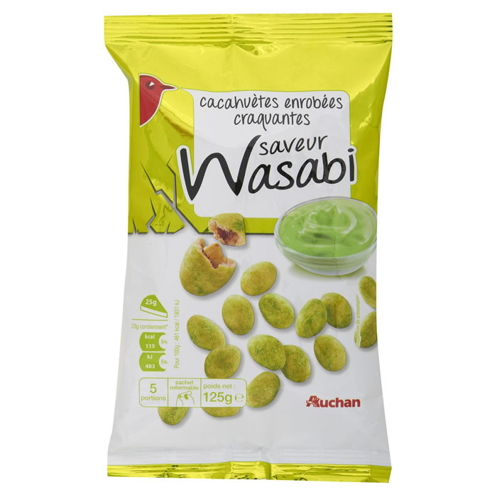 AUCHAN Cacahuètes enrobées saveur Wasabi