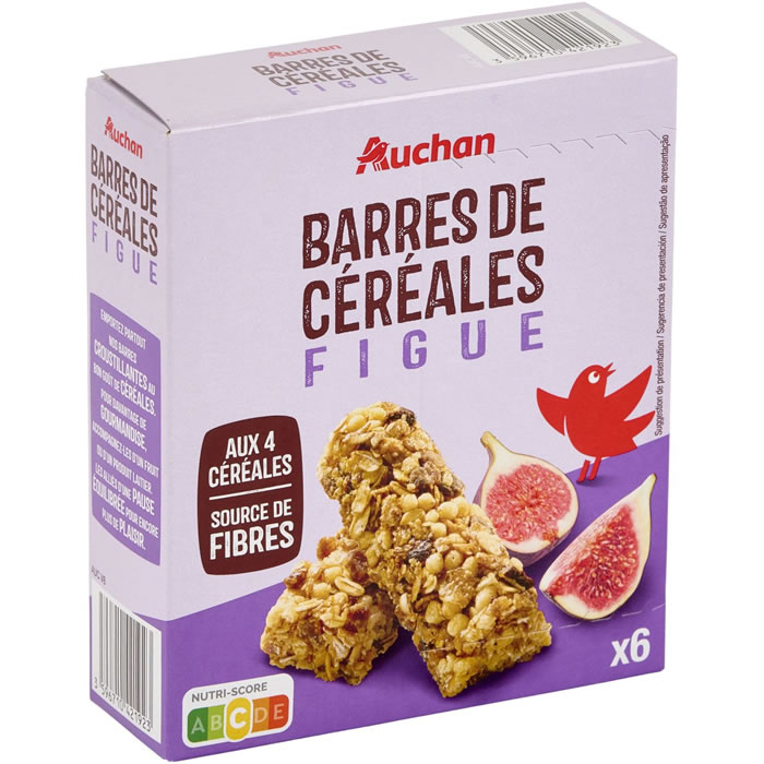 AUCHAN Barres céréalières à la figue et 4 céréales