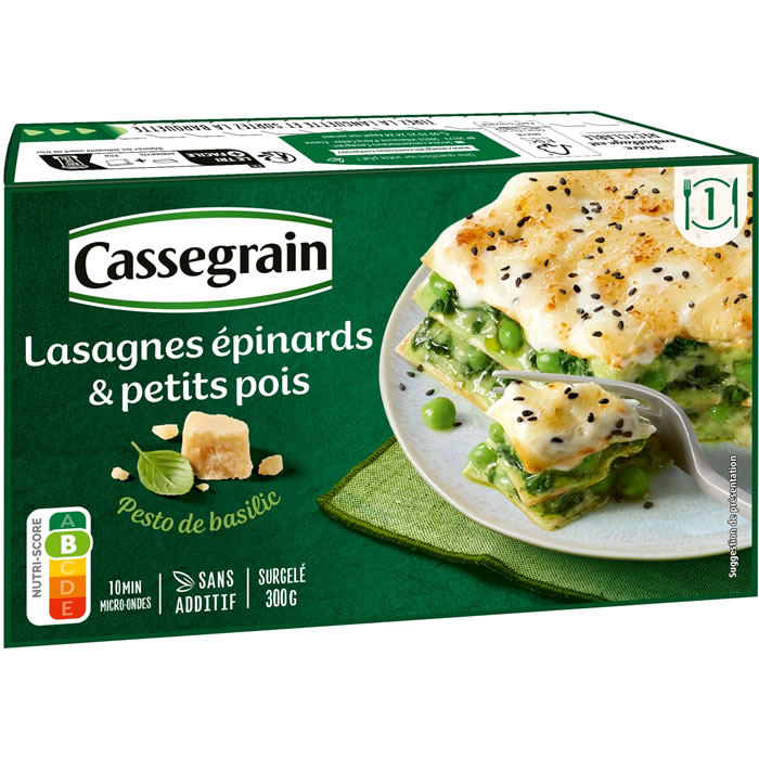 CASSEGRAIN Lasagnes aux épinards et petits pois