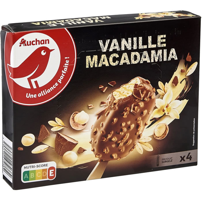 AUCHAN Les plaisirs glacés Bâtonnets vanille macadamia