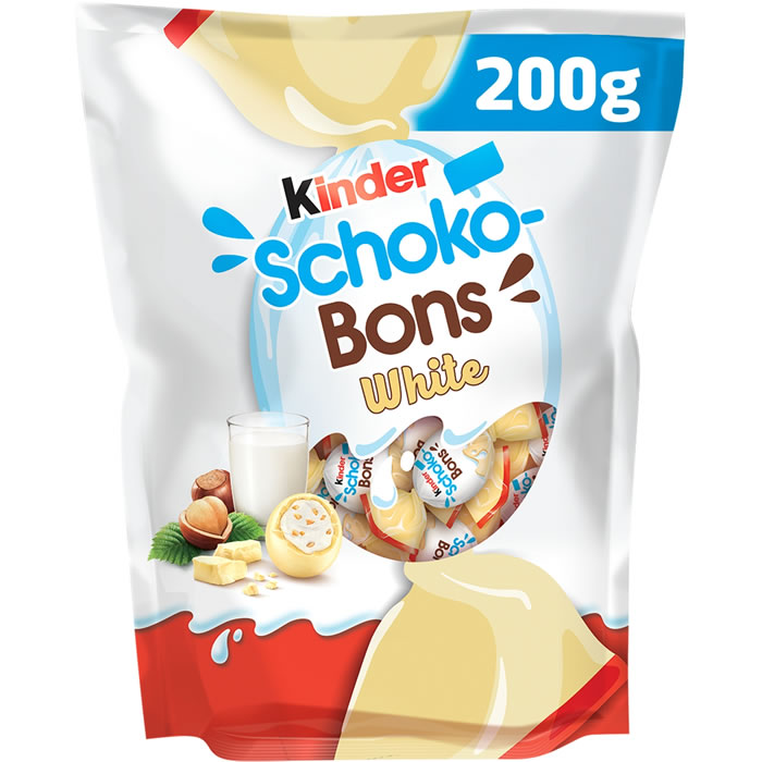KINDER Schokobons White Bonbons au chocolat blanc et noisettes