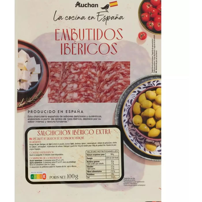 AUCHAN La Cocina En España Saucisson sec espagnole ibérique en tranche