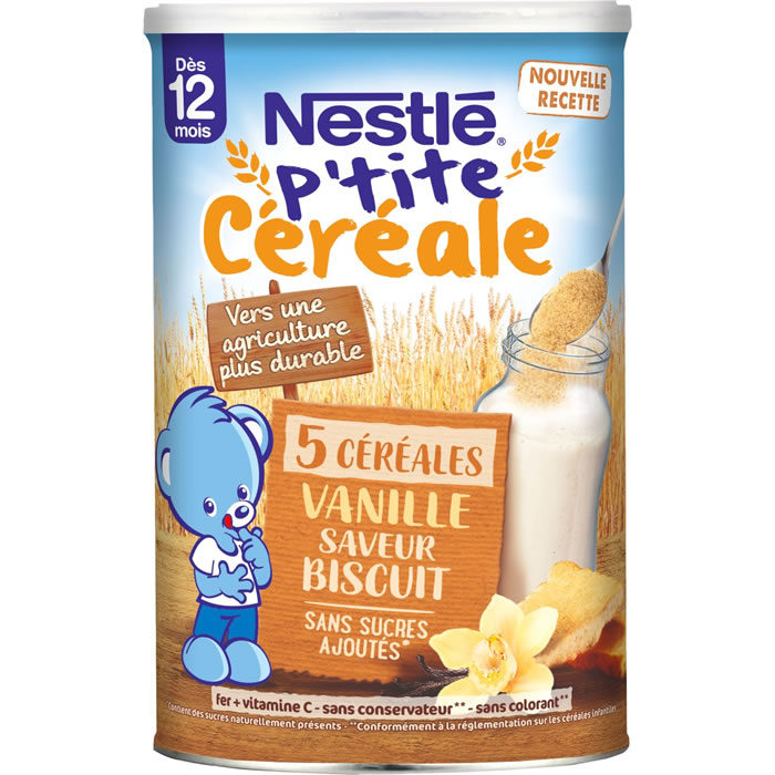 NESTLE : P'tite Céréale - Céréales en poudre vanille biscuité dès 12 mois -  chronodrive