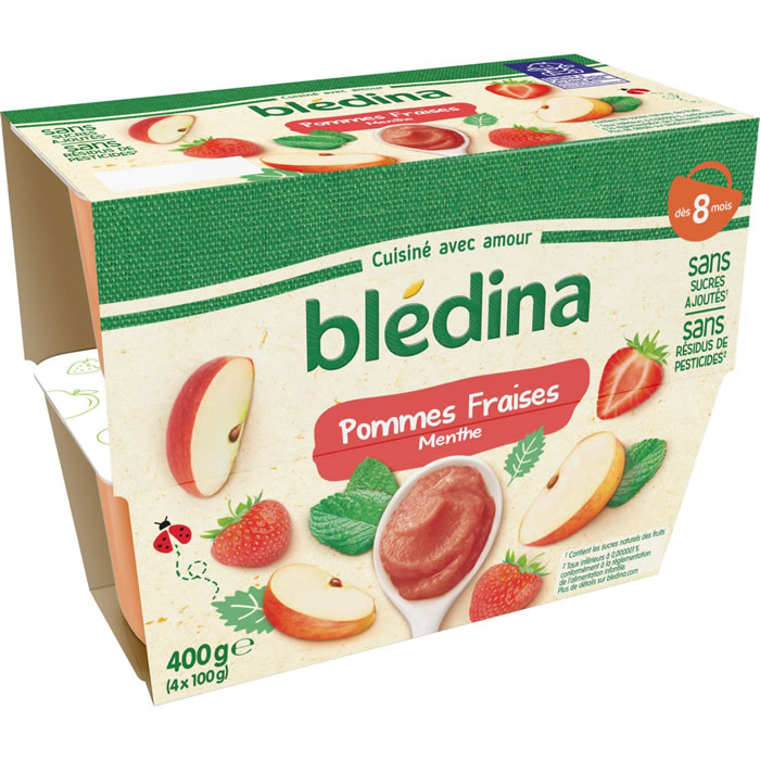 BLEDINA : Pomme, fraise et menthe dès 8 mois - chronodrive