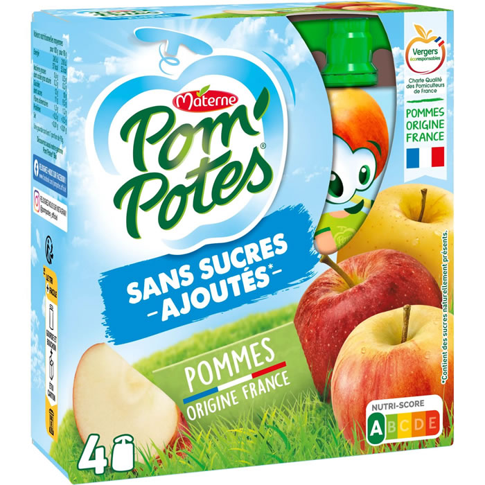 POM'POTES Dessert pomme nature sans sucres ajoutés