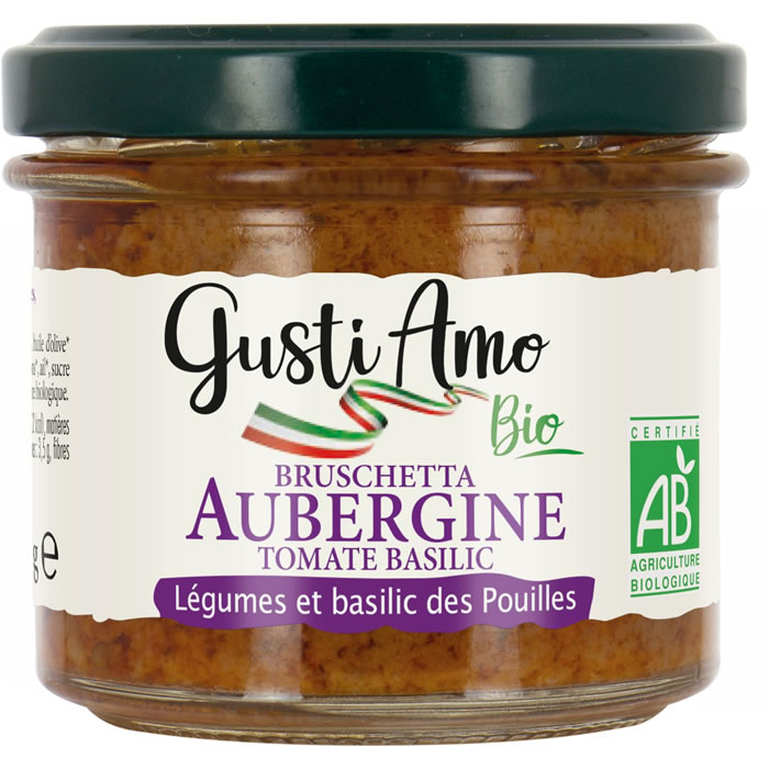 GUSTI AMO Bruschetta à l'aubergine et tomate basilic bio