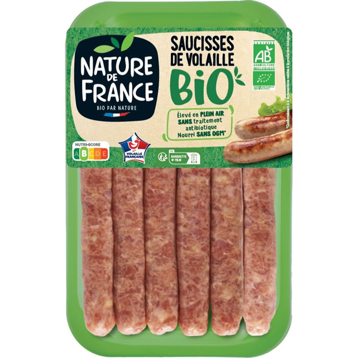 NATURE DE FRANCE Saucisses de volaille bio