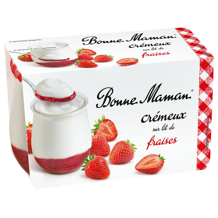 BONNE MAMAN Yaourt crémeux sucré sur lit de fraises