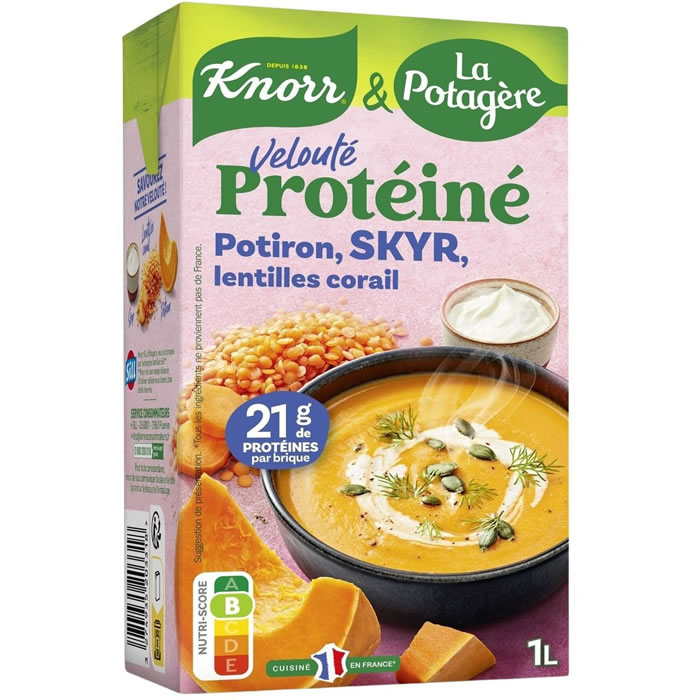 KNORR & La Potagère Soupe velouté protéiné au potiron, skyr et lentilles corail