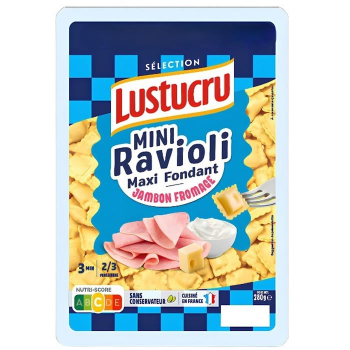 LUSTUCRU Mini ravioli au jambon et au fromage cuisson à l'eau