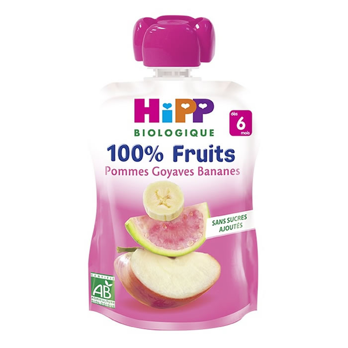HIPP 100% Fruits Dessert pomme, goyave et banane bio dès 6 mois