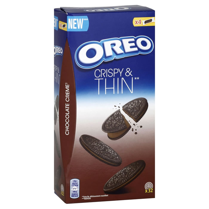 OREO Crispy & Thin Biscuits cacaotés fourrés au chocolat