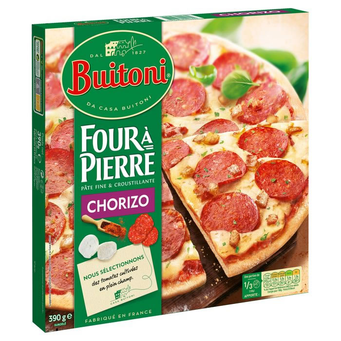 BUITONI Four à Pierre Pizza au chorizo, fromages et oignons